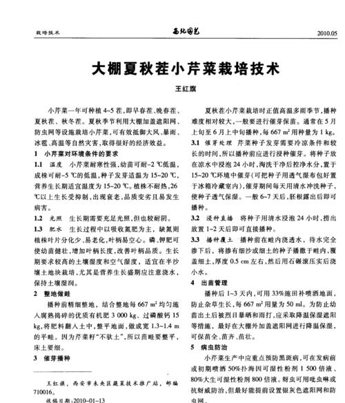 油麦菜病虫害的有效防治技术（科学掌握防治技巧，助力油麦菜高产高效）